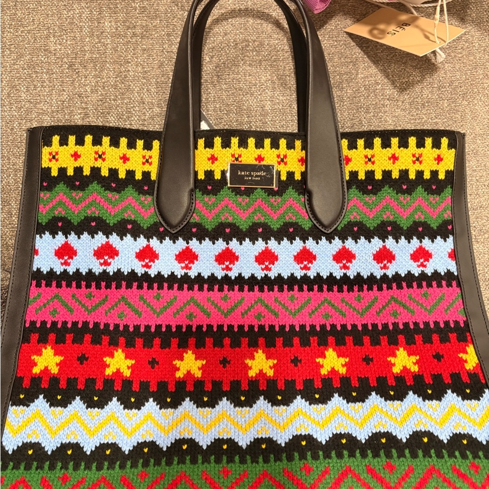 Kate Spade Colorful Knit Pattern Tote